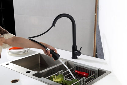 Robinet de cuisine Nurion noir mat avec bec