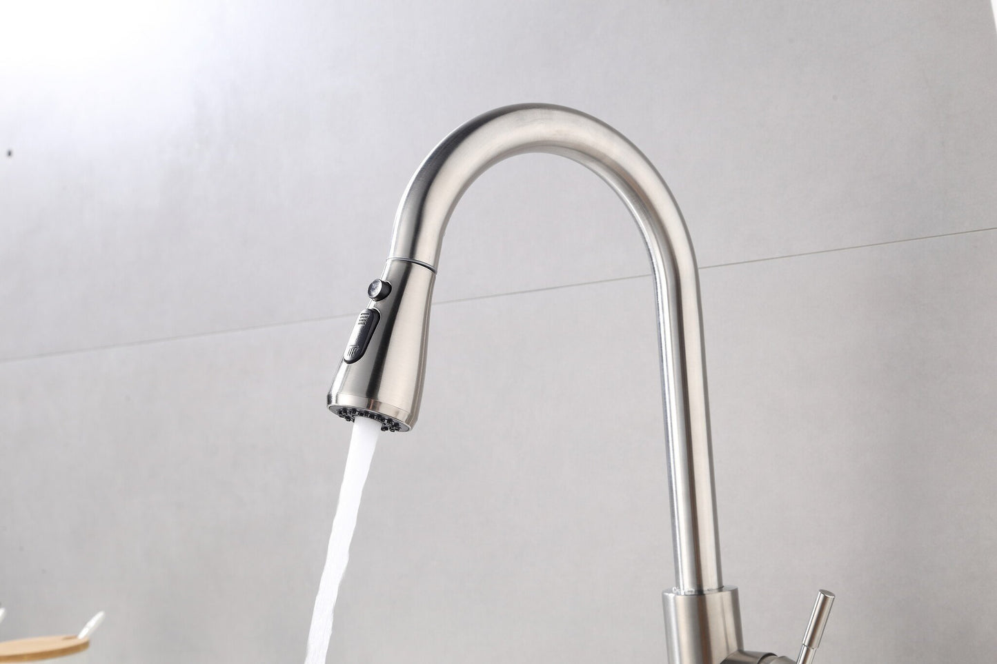 Robinet de cuisine Nurion argenté avec bec