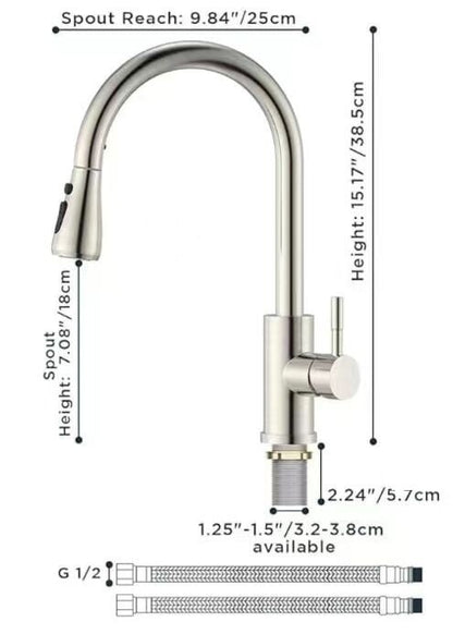 Robinet de cuisine Nurion argenté avec bec