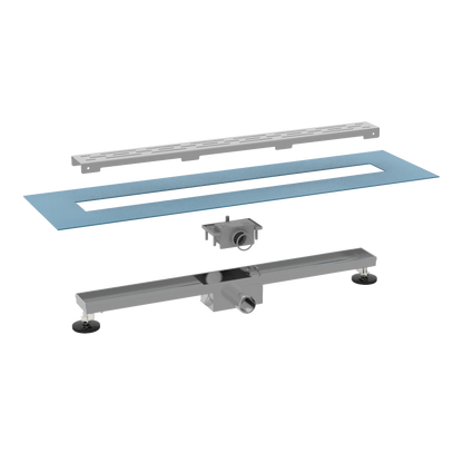 Caniveau de douche NovaDrain complet avec bride et grille fermée