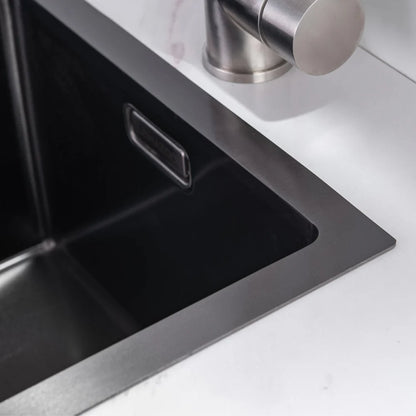 Nurion Évier Black Metal 28,5 x 34,5 – Évier de cuisine - Éviers de cuisine – Bac de cuisine - sans trou de robinet, en acier inoxydable