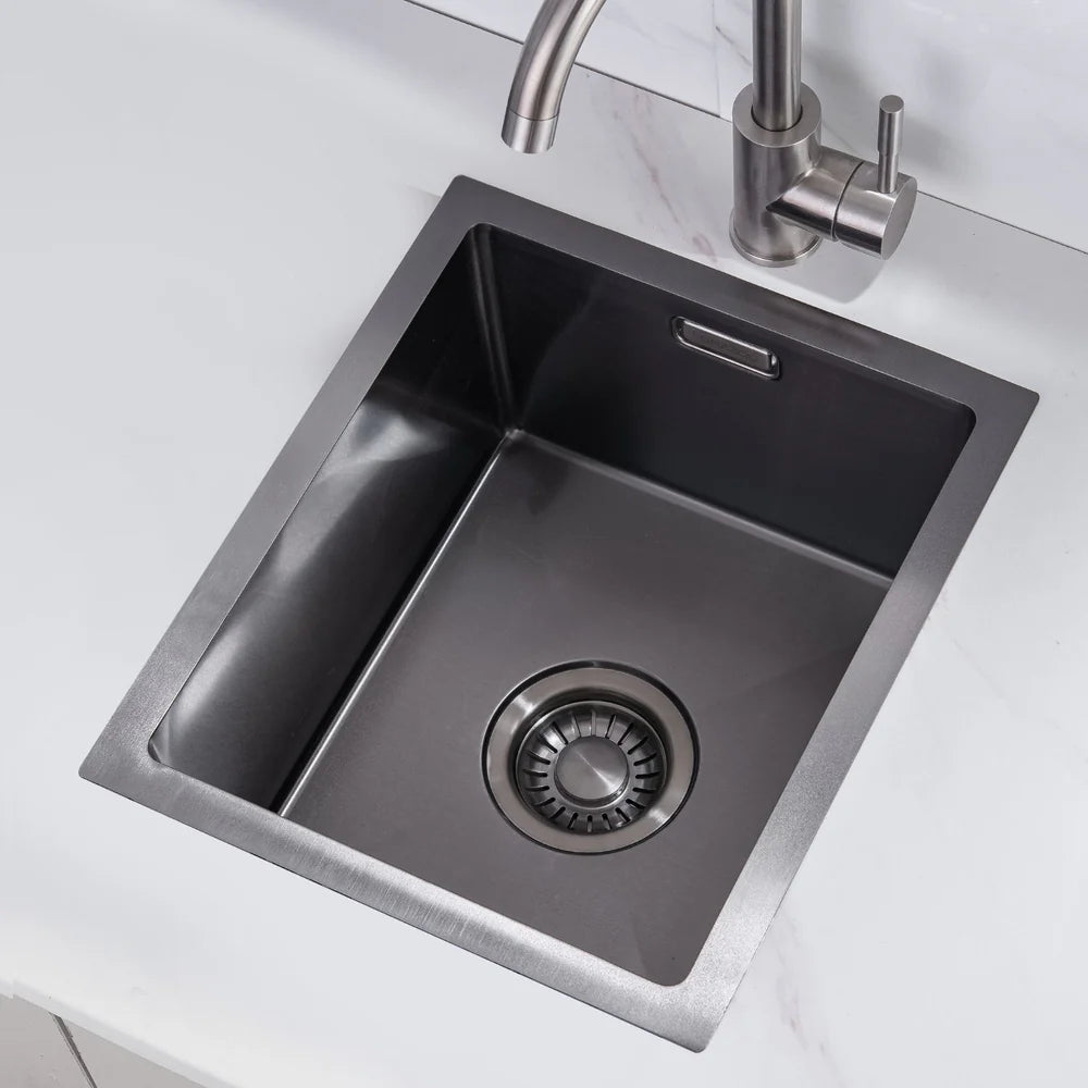 Nurion Évier Black Metal 28,5 x 34,5 – Évier de cuisine - Éviers de cuisine – Bac de cuisine - sans trou de robinet, en acier inoxydable