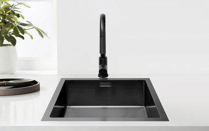 Évier Nurion Black Metal 44,5 x 34,5 – Évier de cuisine - Éviers de cuisine – Bac de cuisine - sans trou pour robinet, inox