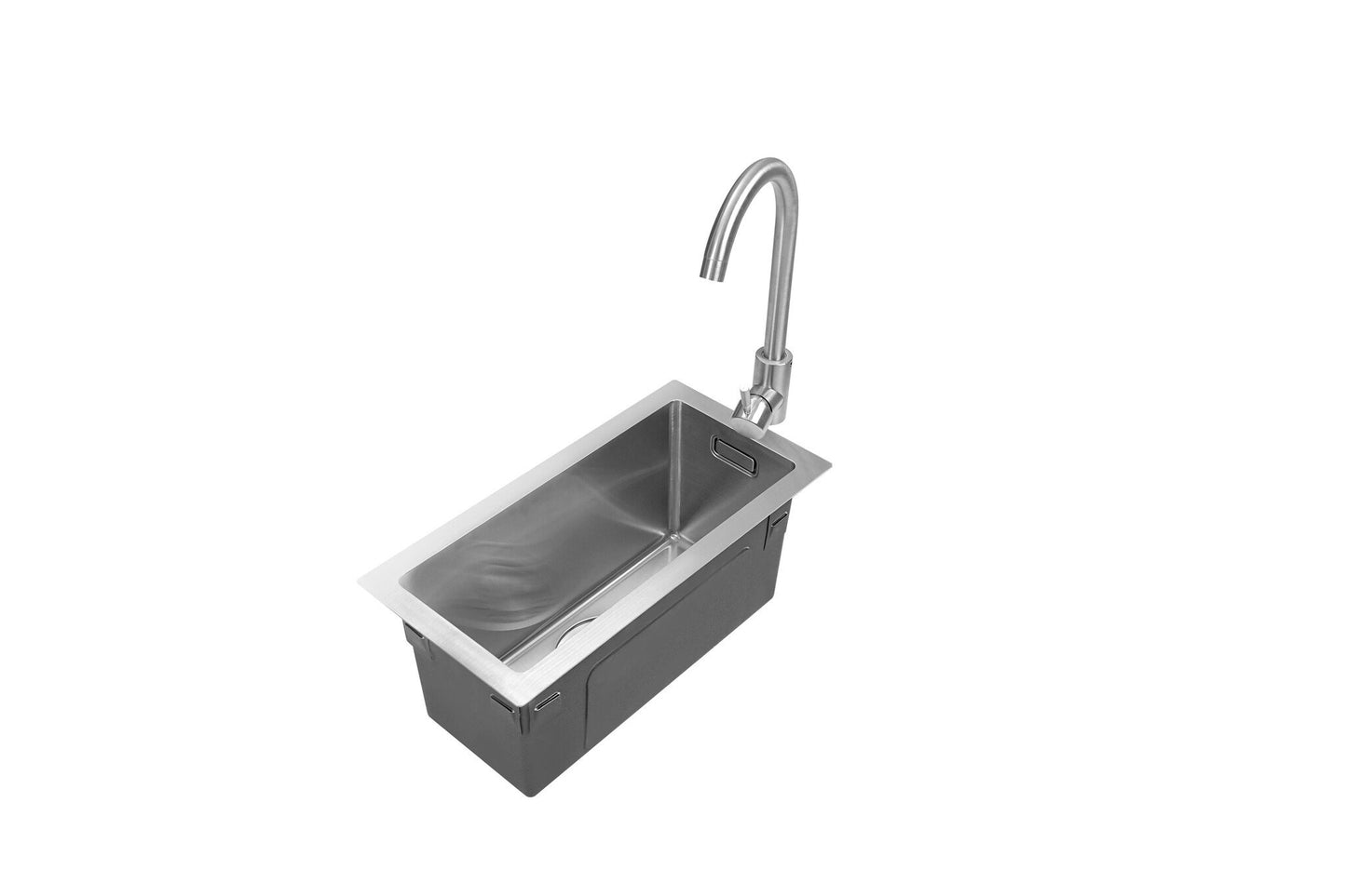 Nurion Évier INOX 16,5 x 38,5 – Évier de cuisine - Éviers de cuisine – Cuvette de cuisine - sans perçage pour robinet INOX