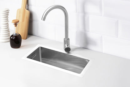 Nurion Évier INOX 16,5 x 38,5 – Évier de cuisine - Éviers de cuisine – Cuvette de cuisine - sans perçage pour robinet INOX