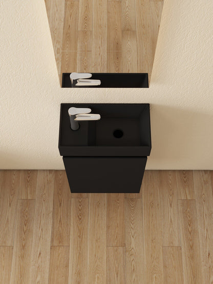 Nurion Meuble de toilette Milan - lavabo noir mat et armoire noire - 45 x 22,5 x 65 cm
