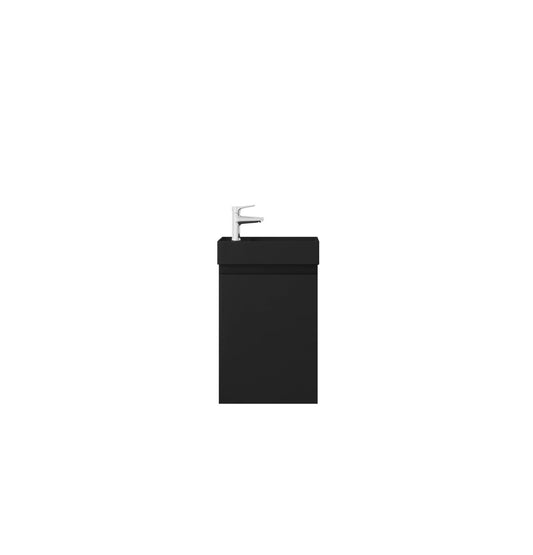 Nurion Meuble WC Milan - vasque mate noire et meuble en bois noir - 41 x 22,5 x 65 cm