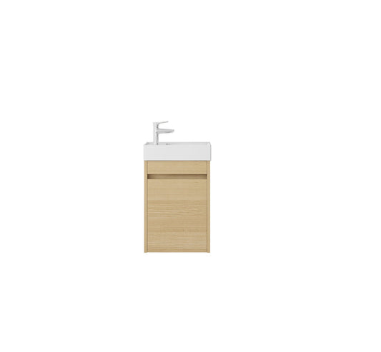 Nurion Meuble de toilette Sophie - lavabo blanc brillant et armoire en bois blanc - 41 x 22,5 x 65