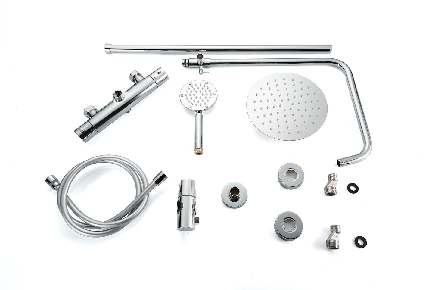 Douche de surface à effet pluie 30 cm douche de tête thermostatique chrome