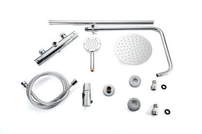 Douche de surface à effet pluie 30 cm douche de tête thermostatique chrome