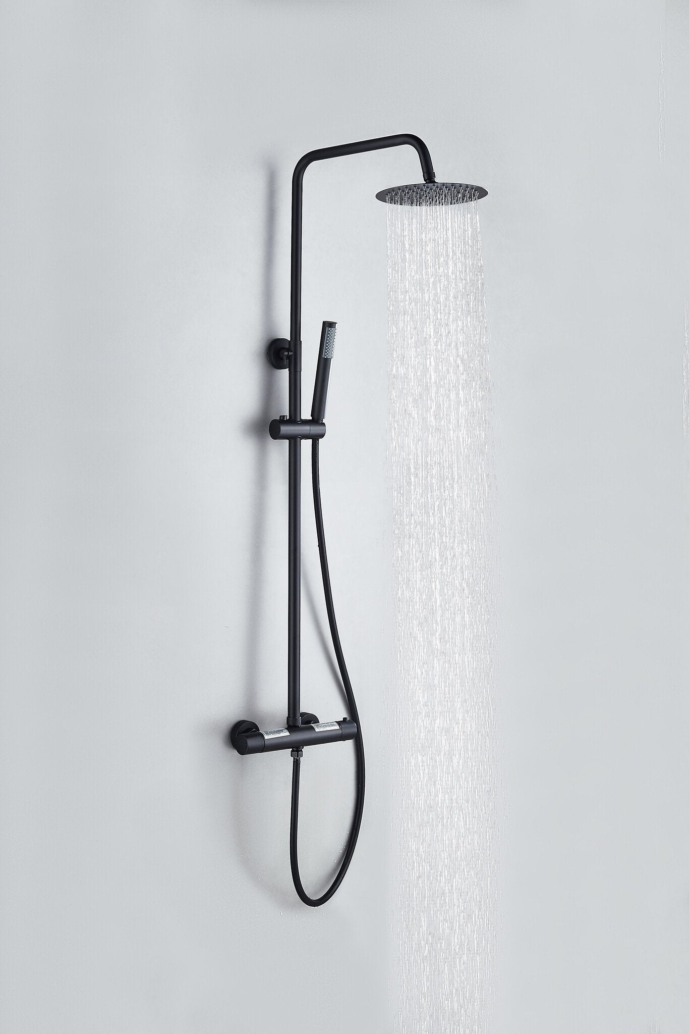 Douche de surface pluie 30 cm douche de tête thermostatique noir mat