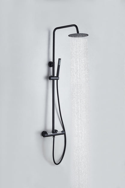 Douche de surface pluie 30 cm douche de tête thermostatique noir mat