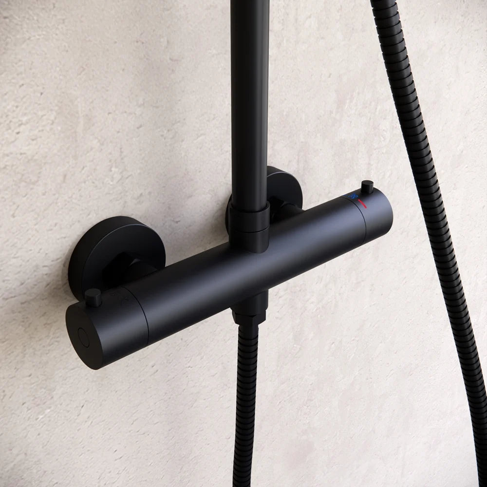 Douche de surface pluie 30 cm douche de tête thermostatique noir mat