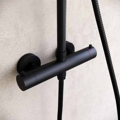 Douche de surface pluie 30 cm douche de tête thermostatique noir mat