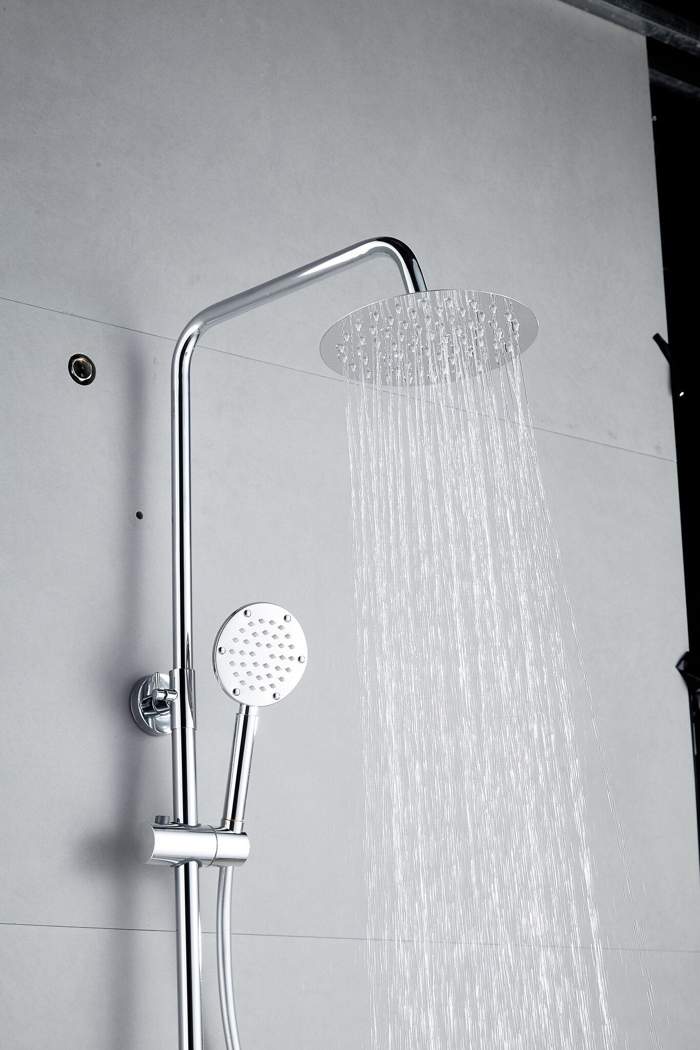 Douche de surface à effet pluie 30 cm douche de tête thermostatique chrome