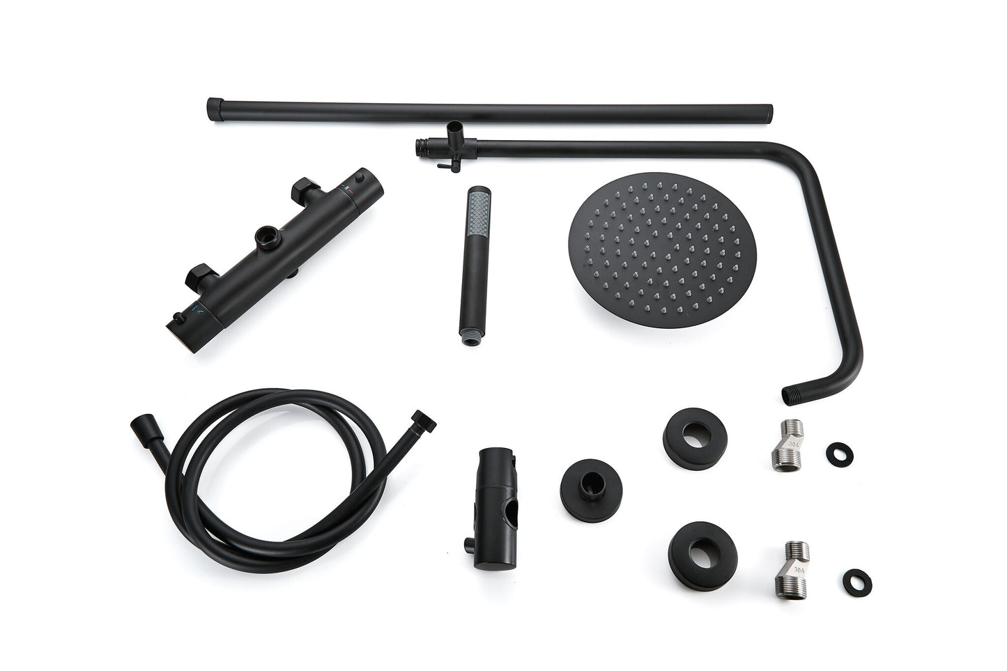 Douche de surface pluie 30 cm douche de tête thermostatique noir mat