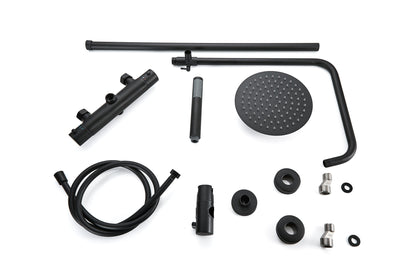 Douche de surface pluie 30 cm douche de tête thermostatique noir mat