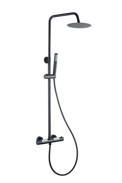 Douche de surface pluie 30 cm douche de tête thermostatique noir mat