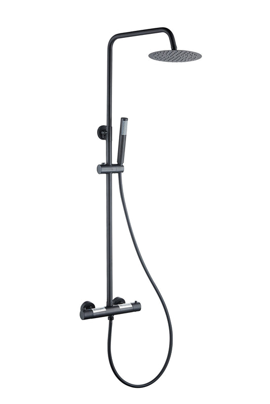 Douche de surface pluie 30 cm douche de tête thermostatique noir mat