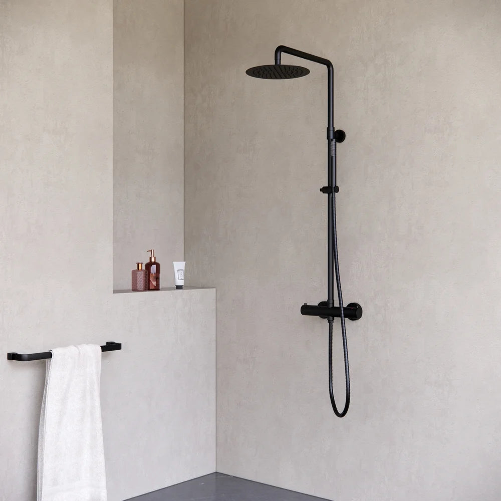 Douche de surface pluie 30 cm douche de tête thermostatique noir mat