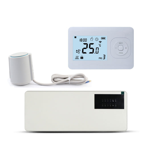 Quality Heating - Série QH-W - Set - Contråle des zones de chauffage par le sol - Contråle sans fil - Thermostat