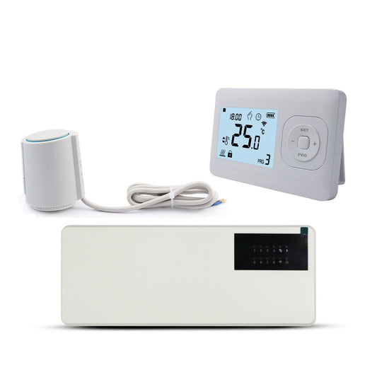 Quality Heating - Série QH-W - Set - Contråle des zones de chauffage par le sol - Contråle sans fil - Thermostat