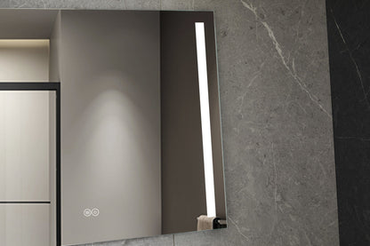 Miroir 60 x 100 cm sans cadre, éclairage LED encastré et anti-condensation