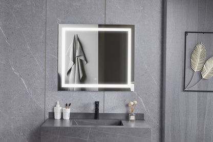 Miroir 70 x 80 cm sans cadre, éclairage LED encastré et anti-condensation