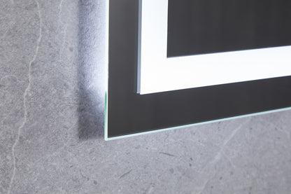 Miroir 70 x 80 cm sans cadre, éclairage LED encastré et anti-condensation