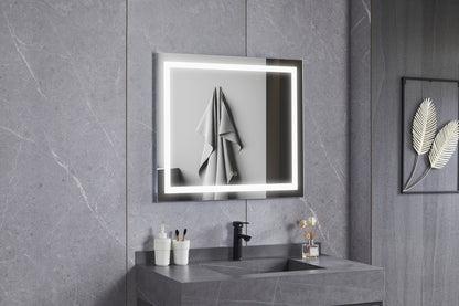 Miroir 70 x 80 cm sans cadre, éclairage LED encastré et anti-condensation