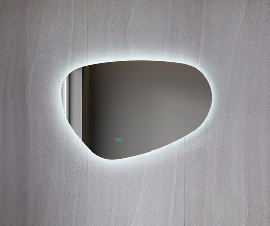 Miroir asymétrique organique avec éclairage LED et anti-condensation 120 cm de large et 75 cm de haut