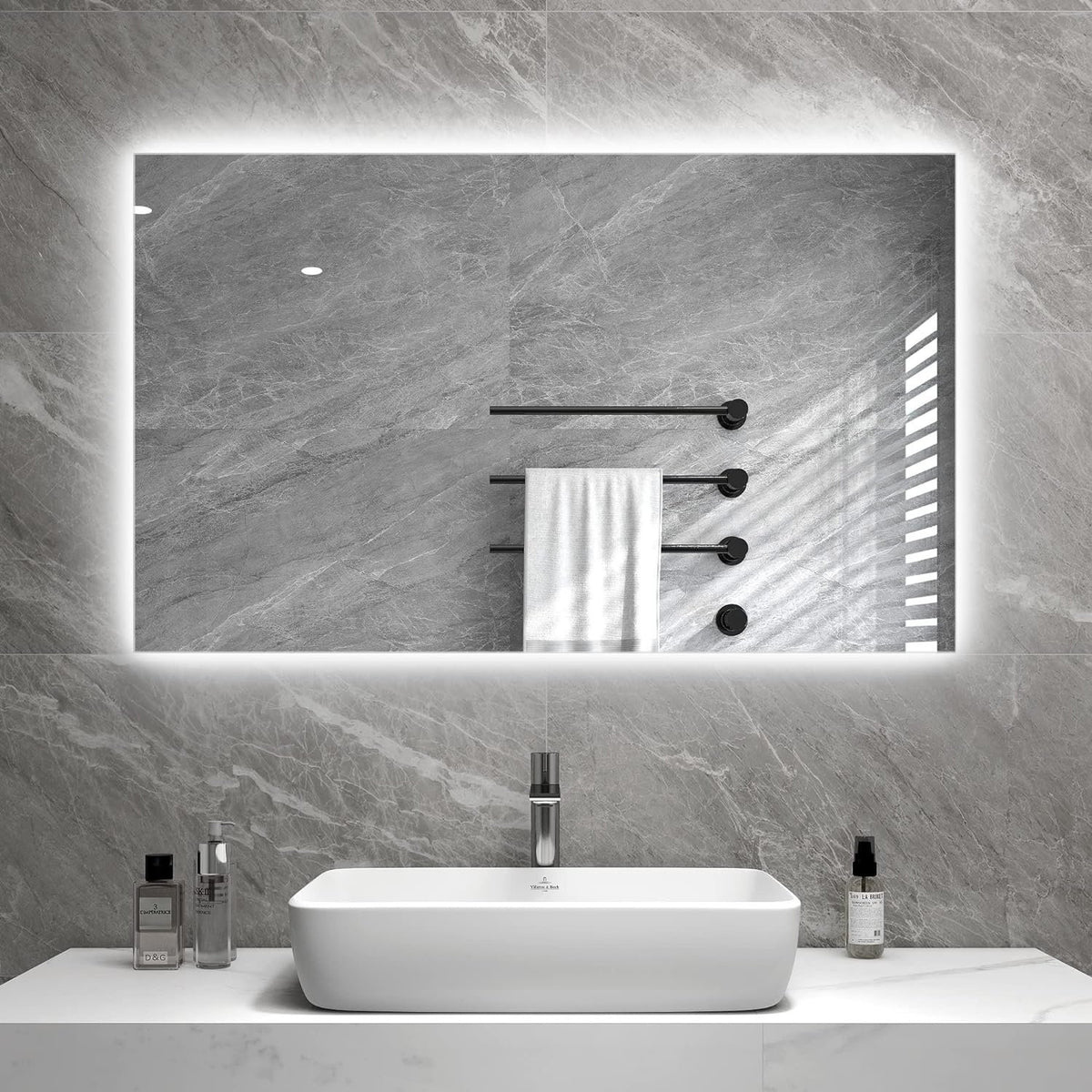 Miroir chauffant infrarouge avec éclairage LED 60 x 80 cm 450Watt