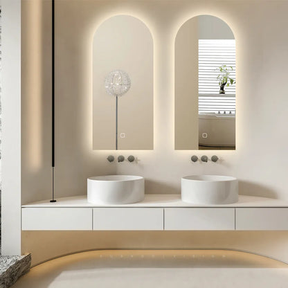 Miroir avec LED demi-ovale 50 x 100 cm