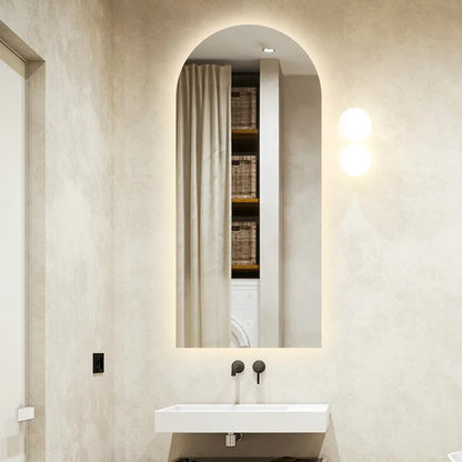 Miroir avec LED demi-ovale 50 x 100 cm