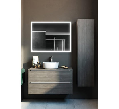 Mirror with black frame, LED, anti-fog, 60 x 120 cm