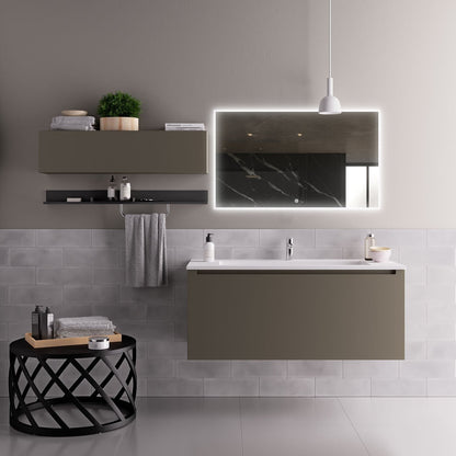 Mirror with black frame, LED, anti-fog, 60 x 80 cm