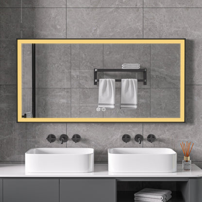 Mirror with black frame, LED, anti-fog, 75 x 125 cm