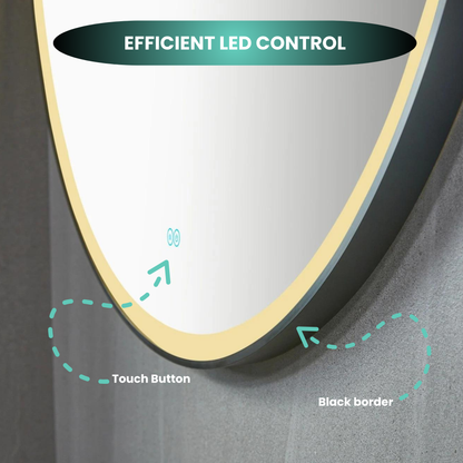 Round mirror 120 cm with black frame, LED lighting and anti-fog function