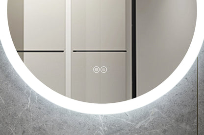 Specchio rotondo da 60 cm senza cornice con illuminazione LED integrata e rivestimento anticondensa
