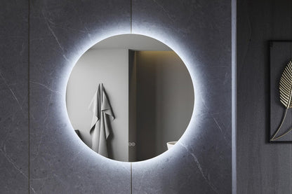 Miroir rond de 60 cm sans cadre, éclairage LED périphérique et anti-condensation