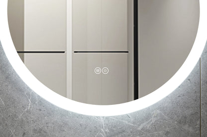 Specchio rotondo da 80 cm senza cornice con illuminazione LED integrata e rivestimento anticondensa