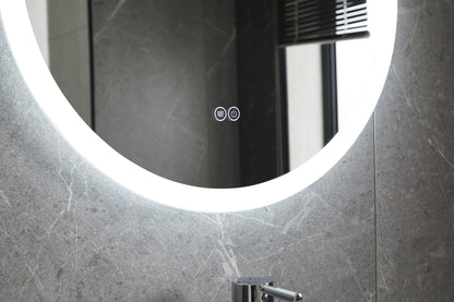 Specchio rotondo da 80 cm senza cornice con illuminazione LED integrata e rivestimento anticondensa