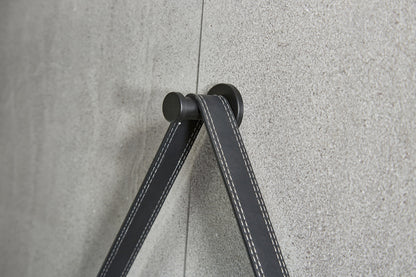 80cm round mirror with trendy strap and black frame