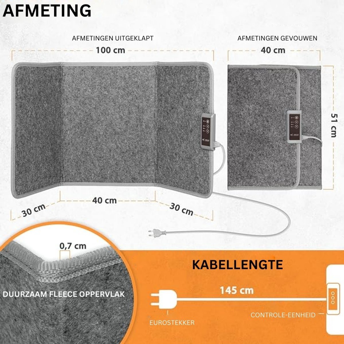 Panneau infrarouge mobile pliable avec 3 niveaux de chaleur - 165W