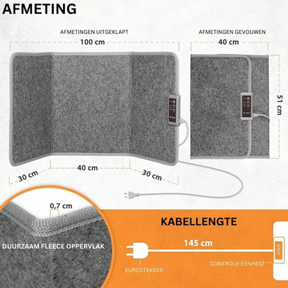 Panneau infrarouge mobile pliable avec 3 niveaux de chaleur - 165W