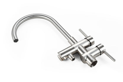 Mélangeur bain sur pied - avec douchette - brossé