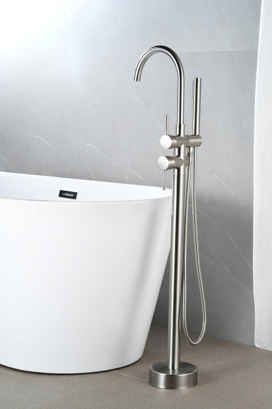Mélangeur bain sur pied - avec douchette -chrome