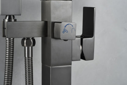 Mélangeur bain sur pied - avec douchette -chrome