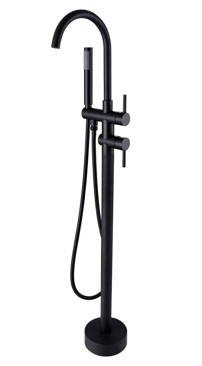 Mélangeur bain sur pied - avec douchette - noir mat