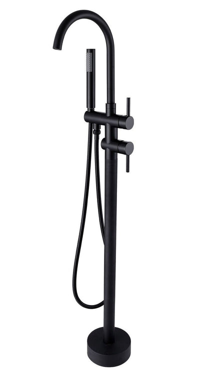 Mélangeur bain sur pied - avec douchette - noir mat